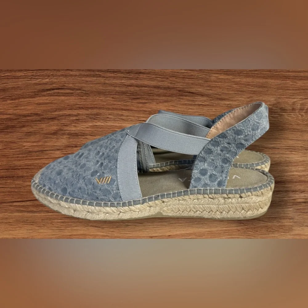 Like new! Viscata Canvas Espadrille Sandal Wedges Blue